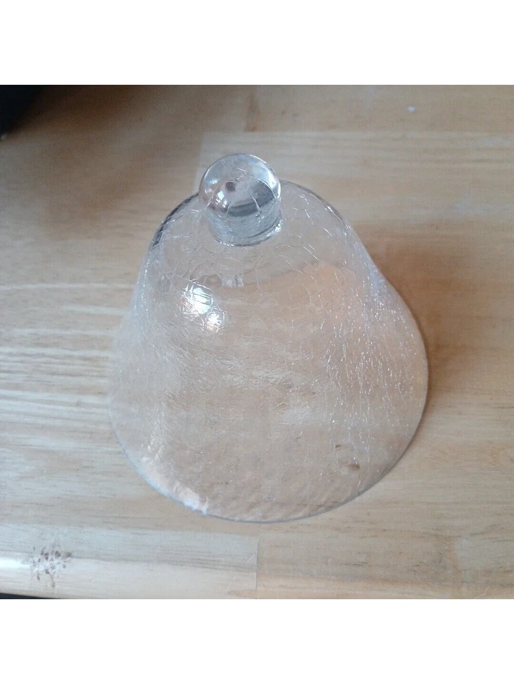 Bell Jar Cloche Clear Crackle Glass Hand Blown with Knob 6 in Diameter